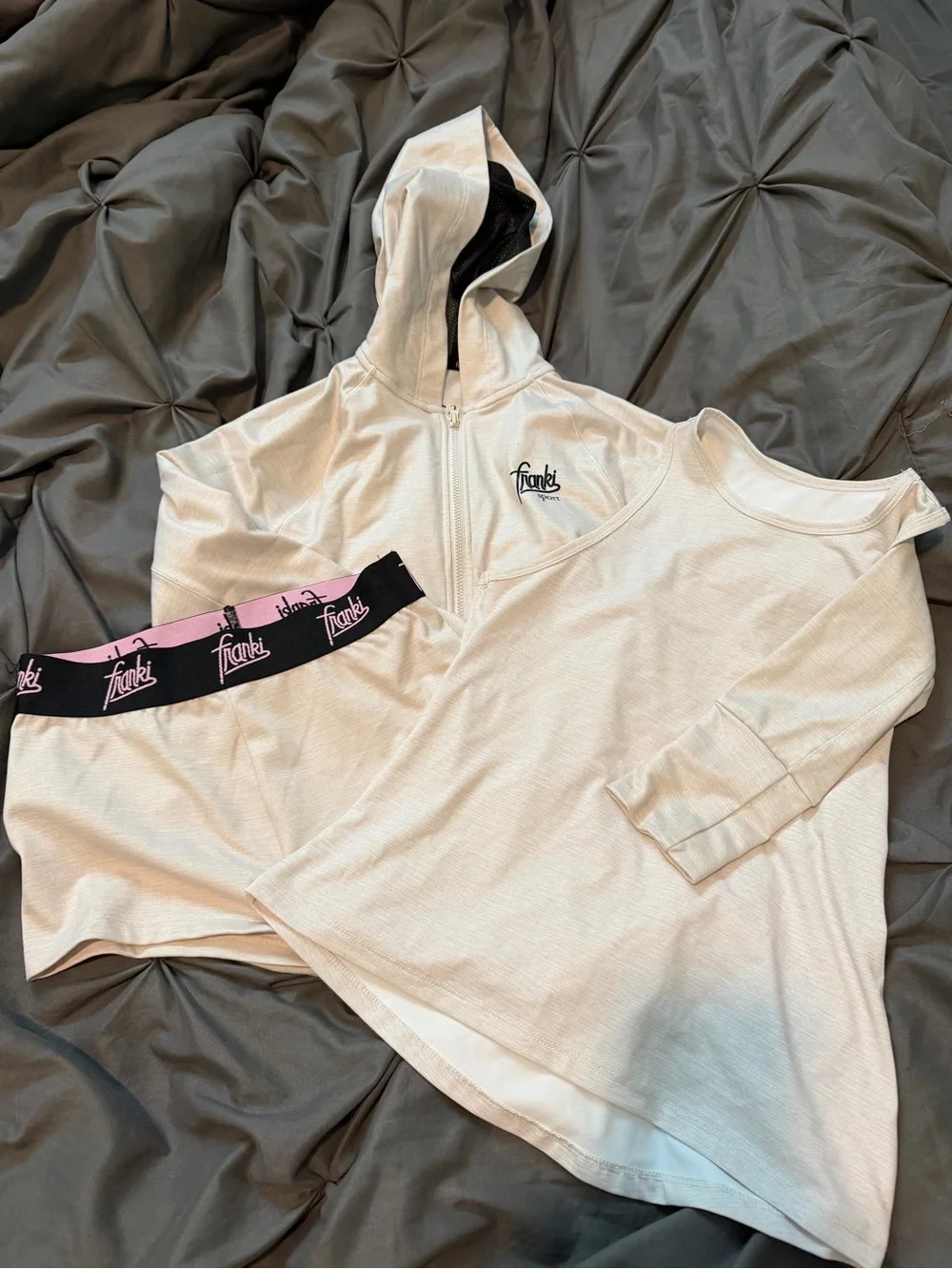 Girls' Cream 3-Piece Hoodie & Top Matching Set